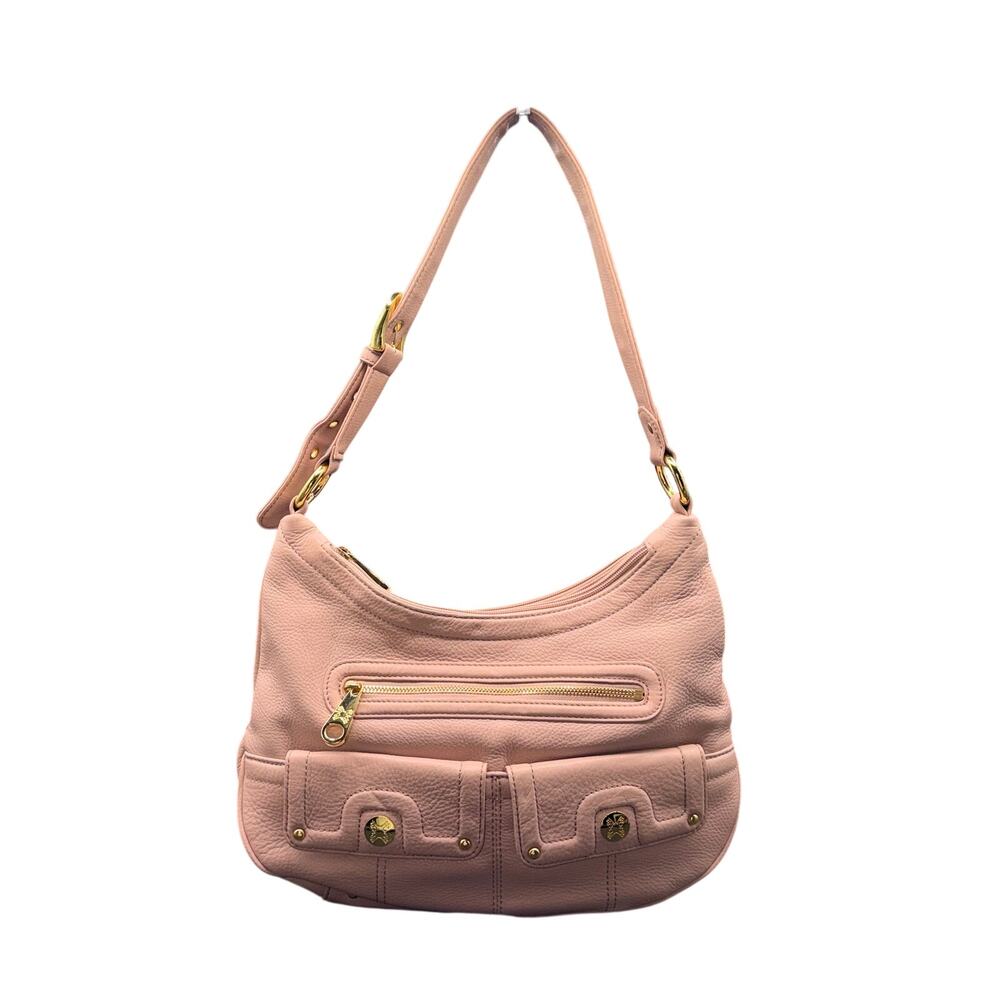 Stone Mountain Pink Leather Hobo Shoulder Bag Wallet Set Gold Hardware